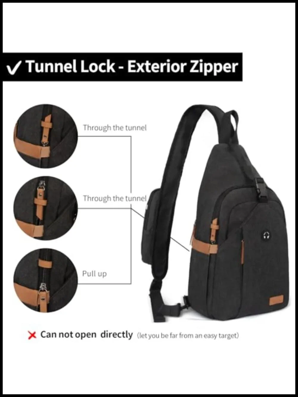 Men's Sling Bag Crossbody Anti-Theft Water Resistant with Pockets Travel Hiking